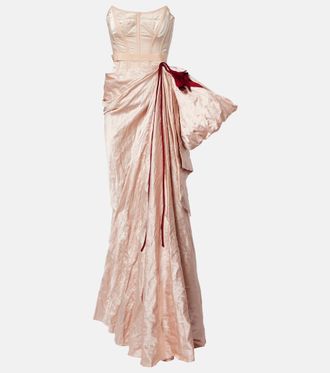 Erdem Floral-appliqu&eacute; draped satin gown