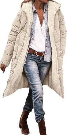 Generic Winter Jackets For Women Uk: Fleece Lined Waterproof Coat Windproof Long Jacket Ladies Parka Jacket Plus Size Hooded Quilted Outwear Coat Zipper Padde