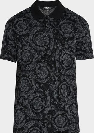 Versace Mens Iconic Barocco Pique Polo Shirt