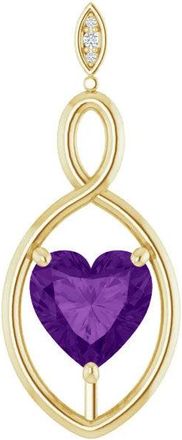 Pompeii3 9mm Amethyst Womens Heart Pendant in 14k Gold Necklace 6mm Tall