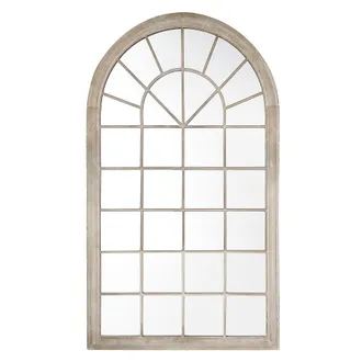 Beliani Beliani - Espejo De Pared De Metal Beige 76 X 130 Cm Ventana Arqueada Vintage Decoraci&oacute;n Trevol