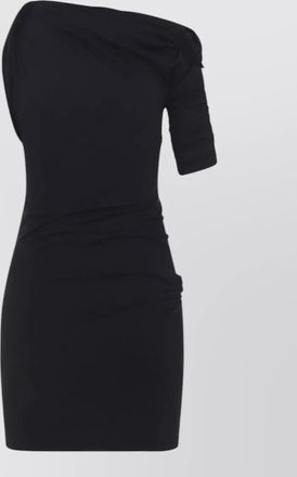 Jacquemus cotton silk asymmetric draped mini dress