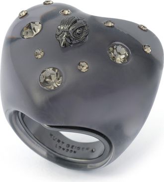 Kurt Geiger Resin Heart Cocktail Ring in Black Smoke at Nordstrom, Size 8