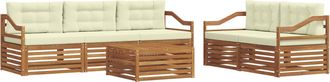 vidaXL Conjunto De Sof&aacute;s De Exterior 6 Uds. Natural Y Crema Vidaxl