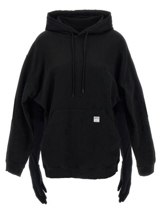 Maison Margiela Cotton Jersey with Gloved Waist Hoodie - Black