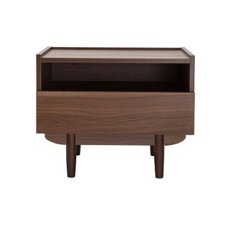 Miliboo Mesilla de noche con cajón de madera oscura sanaa