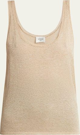 Saint Laurent Metallic Knit Sleeveless Tank Top