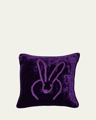 Hunt Slonem Hand Embroidered Velvet Decorative Pillow, 18 Square