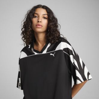 Puma T-Shirt PUMA FUTURE..ARCHIVE RELAXED FOOTBALL JERSEY, Damen, Gr. XXL, schwarz (puma schwarz), Obermaterial: 100% Polyester, normal, V-Ausschnitt, Shir