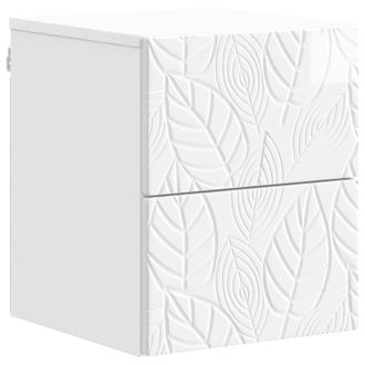 vidaXL Mesita De Noche De Pared Blanco Brillante 34,5 X 33 X 40 Cm Vidaxl