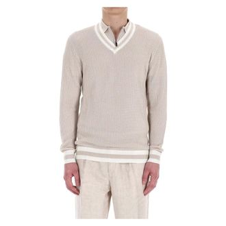 Eleventy Heren, Truien, Beige, Maat: L Katoen