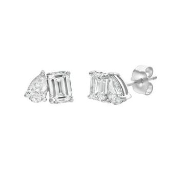 LuvMyJewelry Valessa 14K Gold 1.75 Ct Lab Grown Diamond Toi Et Moi Earrings in 14K White Gold at Nordstrom