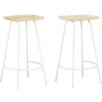 vidaXL Vidaxl - Taburetes De Cocina 2 Unidades Madera Maciza De Mango