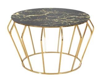 Mauro Ferretti Mesa de centro de metal dorado con tapa redonda &oslash; 78x44,5 cm