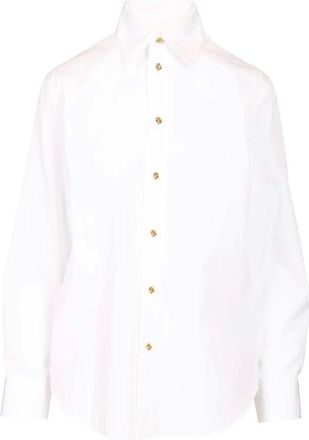 Bottega Veneta Overhemden, Dames, Wit, M, Katoen, Cotton Poplin Shirt