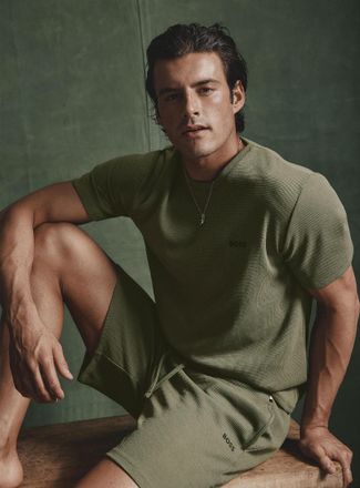 BOSS Mens Solid waffle pyjama short