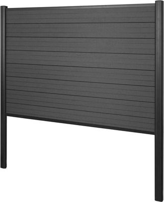 Hhg Hhg - Wpc Pantalla De Privacidad Sarthe, Valla Cortavientos, Postes De Aluminio Para Fijar En Hormig&oacute;n, Elemento De Base, 190cm Antracita