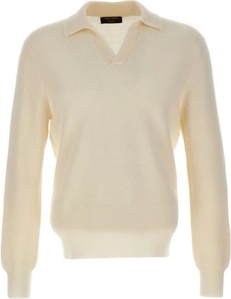 Gran Sasso Truien & Vesten, Heren, Wit, XL, Wol, Merinowol Poloshirt