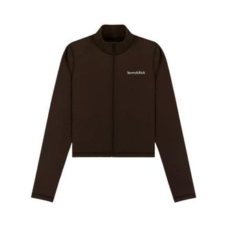 Sporty & Rich Serif Logo Sports Jacket - Dames - Jassen - Bruin - Maat: S Nylon