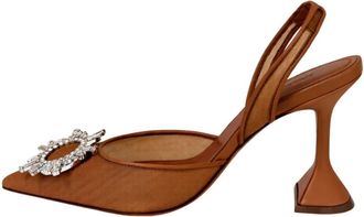 Amina Muaddi Begum Mesh Sling 95 - Dames - Pumps - Bruin - 35 1/2 EU - Leer - Schoenen