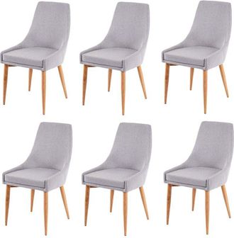 Hhg Hhg - Lote De 6 Silla De Comedor 195 Ii, Silla Silla De Cocina Dise&ntilde;o Retro, Tela/textil Gris
