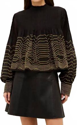Marie Oliver Melrose Pintuck Pleated Blouse In Abyss
