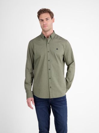 Lerros Langarmhemd LERROS Oxford Solid, Herren, Gr. XXL, N-Gr, nordic olive, Web, Obermaterial: 98% Baumwolle, 2% Elasthan, unifarben, normal h&uuml;ftbedeckend, 