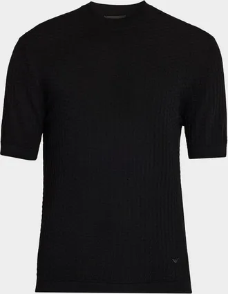 Emporio Armani Men & apos;s Wool Honeycomb Jacquard Short-Sleeve Sweater
