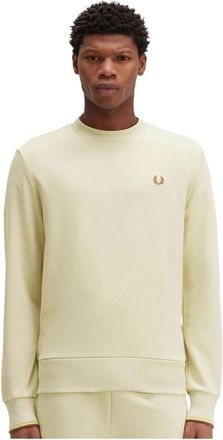 Fred Perry Beige Geborduurd Logo Crew Neck Sweatshirt - Heren - Sweatshirts - Beige - S - Hoodies & sweatvesten