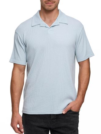 Indicode Poloshirt INDICODE INBimle, Herren, Gr. XXL, sky way, Single Jersey, Obermaterial: 60% Baumwolle, 40% Polyester, Waffelmuster, regular fit normal, ohn