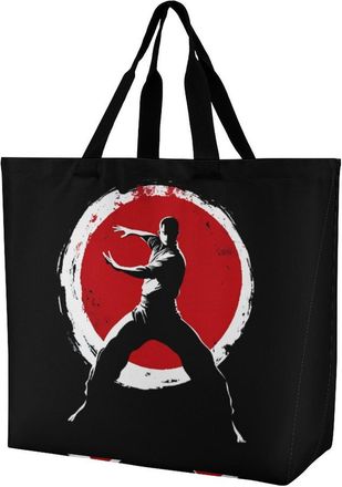 Generic Qigong Wushu Teacher Tai Chi Pose Reusable Shopping Bags One Shoulder Grocery Tote Bag Waterproof Big Purse for Work Travel