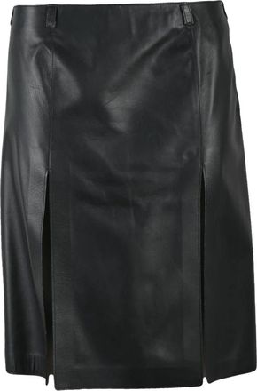 The Attico Longuette Rok - Dames - Leren & Su&egrave;de rokken - Zwart - M - Leer - Rokken