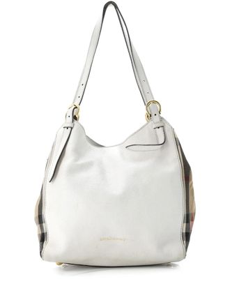 Burberry Canterbury Leather and House Check Canvas Small tote bag - Neutrals