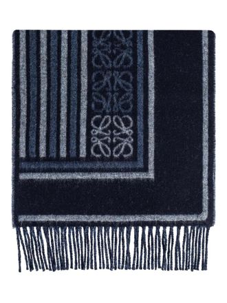 Loewe fringed patterned scarf - Blauw