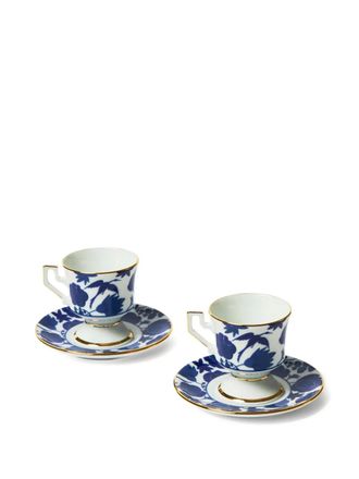 La DoubleJ Wildbird-print espresso cup (set of two) - Blue