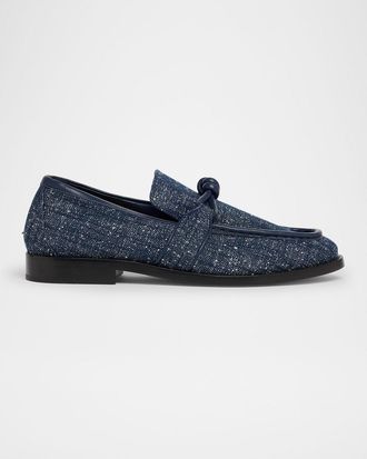 Bottega Veneta Astaire Denim Boucle Knot Loafers