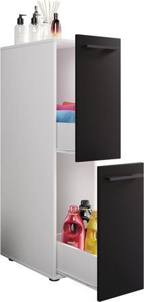 ebuy24 Ebuy24 - Muebles De Ba&ntilde;o Vcm Gabinete Nicho Dimensiones: Al. 110 X An. 25 X P. 50 Cm 2 Cajones - Sadilo L (blanco / Negro)
