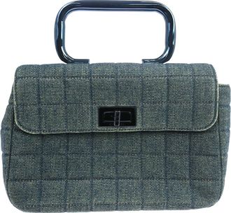 Chanel Chocolate Bar Mademoiselle Top Handle Quilted Denim Blue Denim_Jeans Handbag (Pre-Owned)
