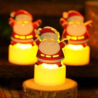 OEM Juego De Adornos Navide&ntilde;os Compuesto Por 6 Velas De T&eacute; A Pilas, Ideales Para Usar En Casa Como Centro De Mesa (con Forma De Pap&aacute; Noel)
