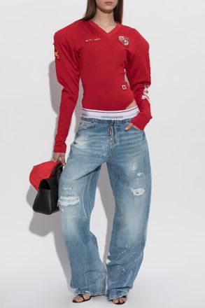 Dsquared2 Top With Shoulder Pads, Womens, Red