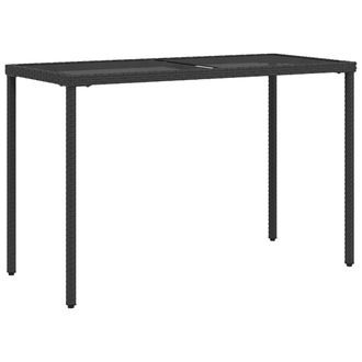 vidaXL Mesa De Jard&iacute;n Superficie De Vidrio Rat&aacute;n Pe Negro 115x54x74 Cm Vidaxl