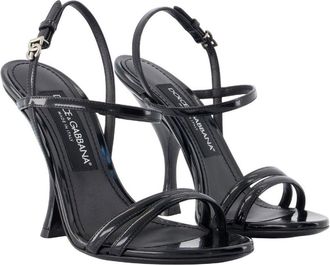 Dolce & Gabbana Womens Curved Calfskin Heel Sandal Black