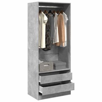 Berkfield Home Wardrobe Concrete Grey 80x50x200 cm Engineered Wood | Size: 80 x 50 x 200 cm