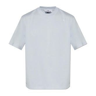 Stone Island T-Shirts, male, Blue, Size: 2XL T-shirt with embroidered logo