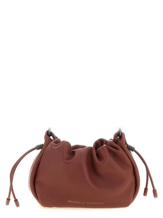 Brunello Cucinelli Maroon Mellow Mini Bucket Bag
