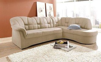 Domo Collection Ecksofa »Papenburg, zeitlose Rückensteppung, elegante Armlehne, L-Form« mit Ottomane, wahlweise mit Bettfunktion