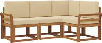 vidaXL Conjunto De Sof&aacute;s De Exterior 4 Uds. Natural Y Beige Vidaxl