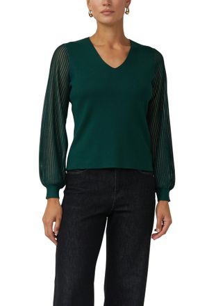 s.Oliver Black Label Strickpullover S.OLIVER BLACK LABEL, Damen, Gr. 34, gr&uuml;n, Strick, Obermaterial: 71% Viskose, 29% Polyester, unifarben, k&ouml;rpernah h&uuml;ftbedeckend, V-Auss