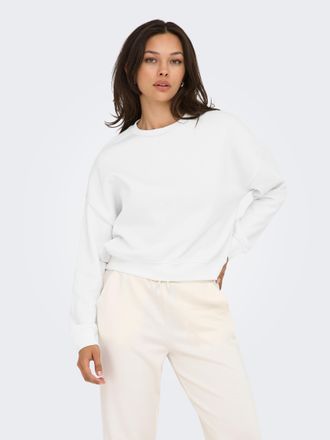 Only Sweatshirt ONLY ONLSWEAT L/S CREW OVERSIZE SWT, Damen, Gr. XL, wei&szlig;, Sweatware, Obermaterial: 60% Baumwolle, 40% Polyester, unifarben, loose fit norma