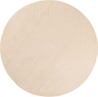 Nazar Rugs Alfombra redonda con motivo geométrico en relieve - crema - d160 cm